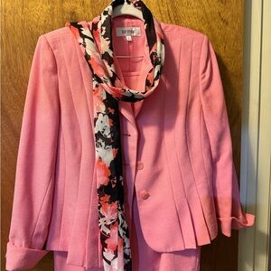 Suit Studio Pink Blazer with Floral Scarf